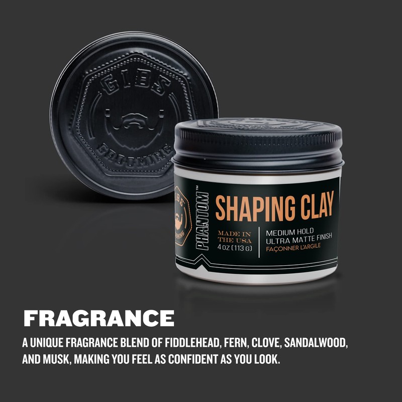 GIBS Shaping Clay, PHANTOM-Medium Hold, Ultra Matte Finish, Water Based,