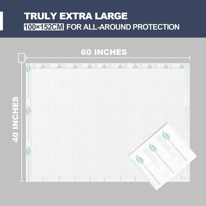 Heavy Duty Underpads 40"X60" Super Sized Chucks Pads 270 Grams