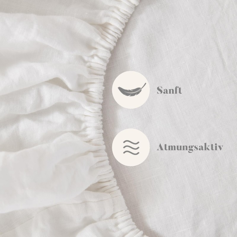 DAPU Linen Fitted Sheet, 100% French Natural Flax, Breathable, 100