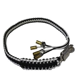 Biker Whip 24" Black and White with Silver Punisher Skulls .45 Cal casing