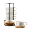 LUKA 6 Ounce Porcelain Stackable Espresso Cups with Saucers and