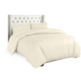 Sapphire Collection Plain Duvet Cover With Pillow Case Non Iron Percale Quilt Cover Bedding Bedroom Set (Single, Cream)