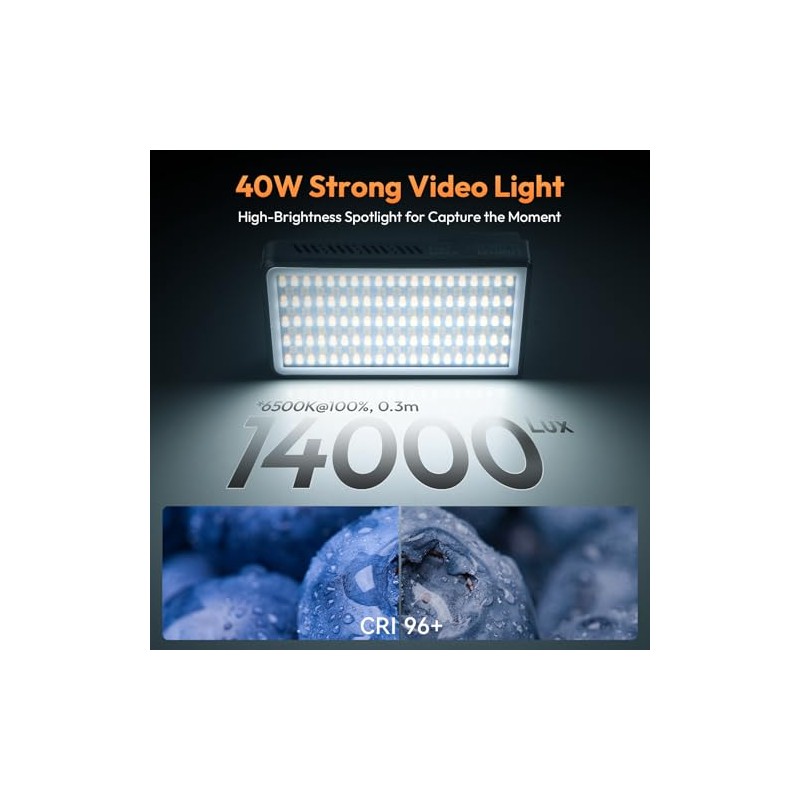 ULANZI LM-P40 Bi-Color LED Video Luz,2700-6500K 40W Portable Camera Light