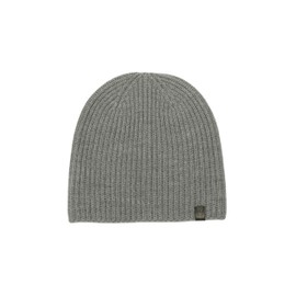 AllSaints Men's Merino Beanie, Ribbed Hat with Logo Design, Grey Marl