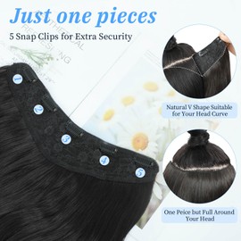 Ms taj Brown Hair Extensions V-Shaped 1PCS 20Inch Hair Extension Clip in Body Wavy Natural Layered Thick Clip in Hair Extension Full head for women with Dense hair to increase volume Clip and go