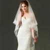 AEDNX Double Layer Fingertip Length Bridal Tulle Veil with Delicate