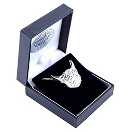 Stunning Highland Cow Coo Polished Pewter Pendant & Chain