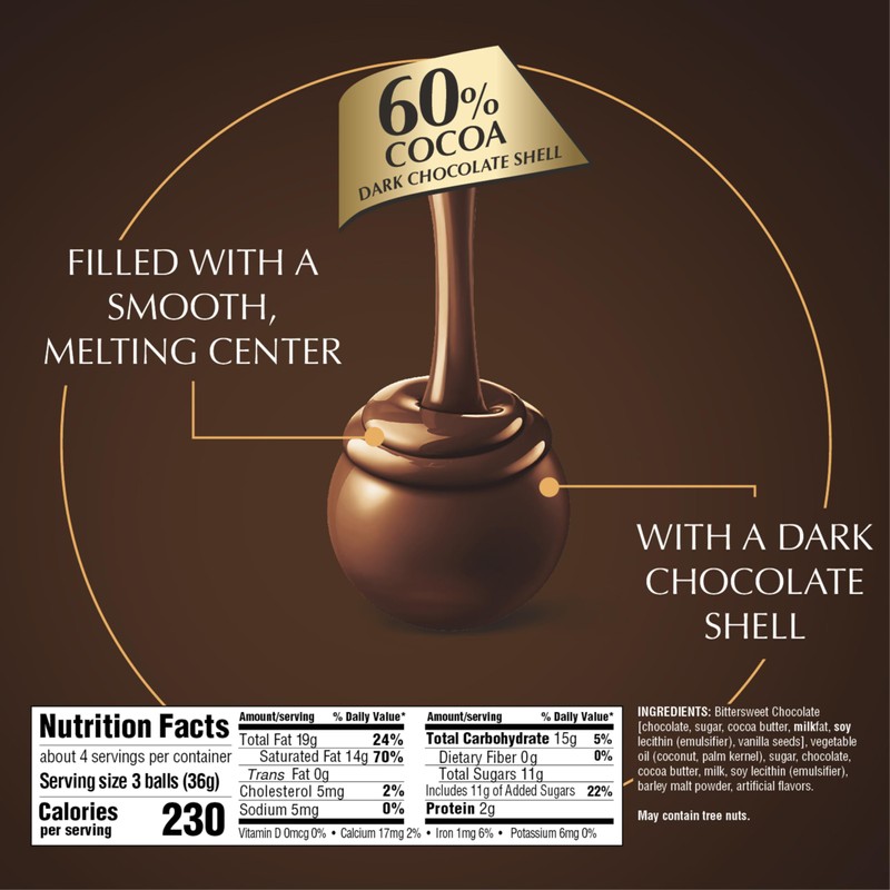 Lindt LINDOR 60% Extra Dark Chocolate Truffles, Dark Chocolate Candy