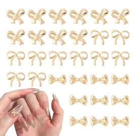 30 Pcs Metal Bow Nail Charms, Alloy Nail Bows 3D Golden Bowknots Charms for Nails, Luxury Shiny Bow Tie Nail Charms, Nail Art Accessories Manicure Nails DIY Charms