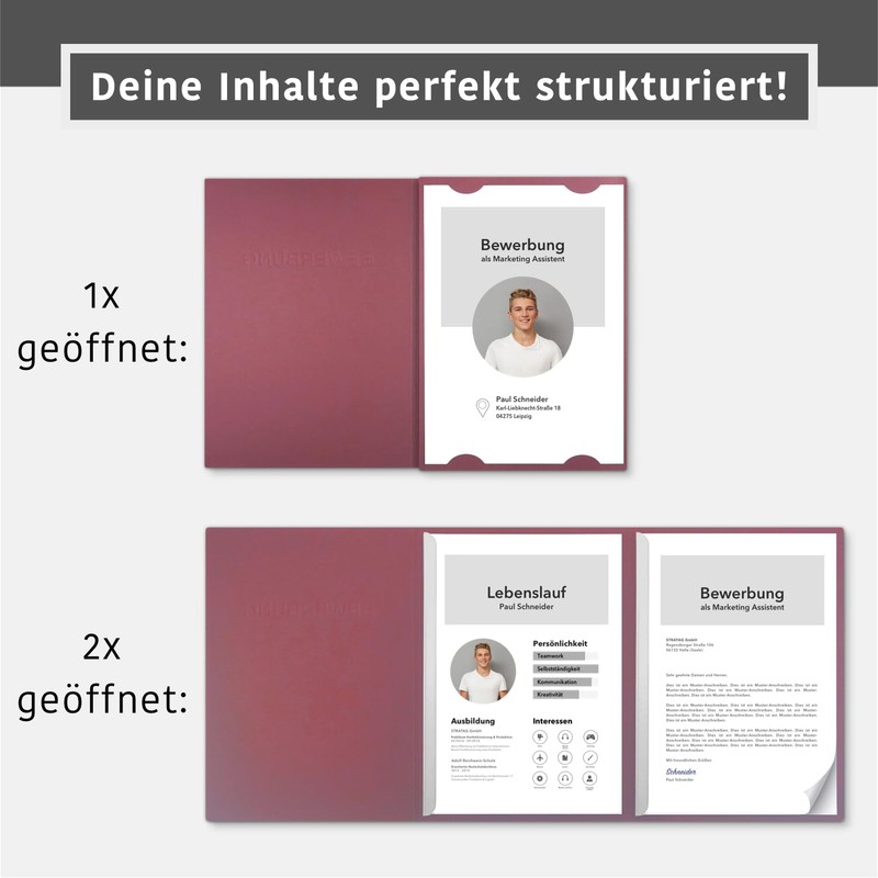 Pack of 10 3-Part Application Folders Red Berry Red Favourit