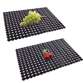 2Pack Kitchen Sink Mat for Stainless Steel/Ceramic Sinks, PVC Eco-friendly Protectors for Bottom of Kitchen Sink, Adjustable, Fast Draining, Dots Design, 11.8x15.7 (Black)