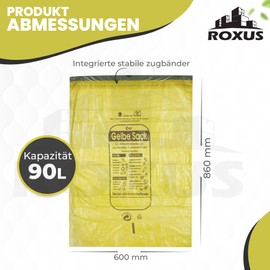 Pack of 65 Yellow Bags, Yellow Bin Bags, Recycling Bin Bags, 90 L (65)