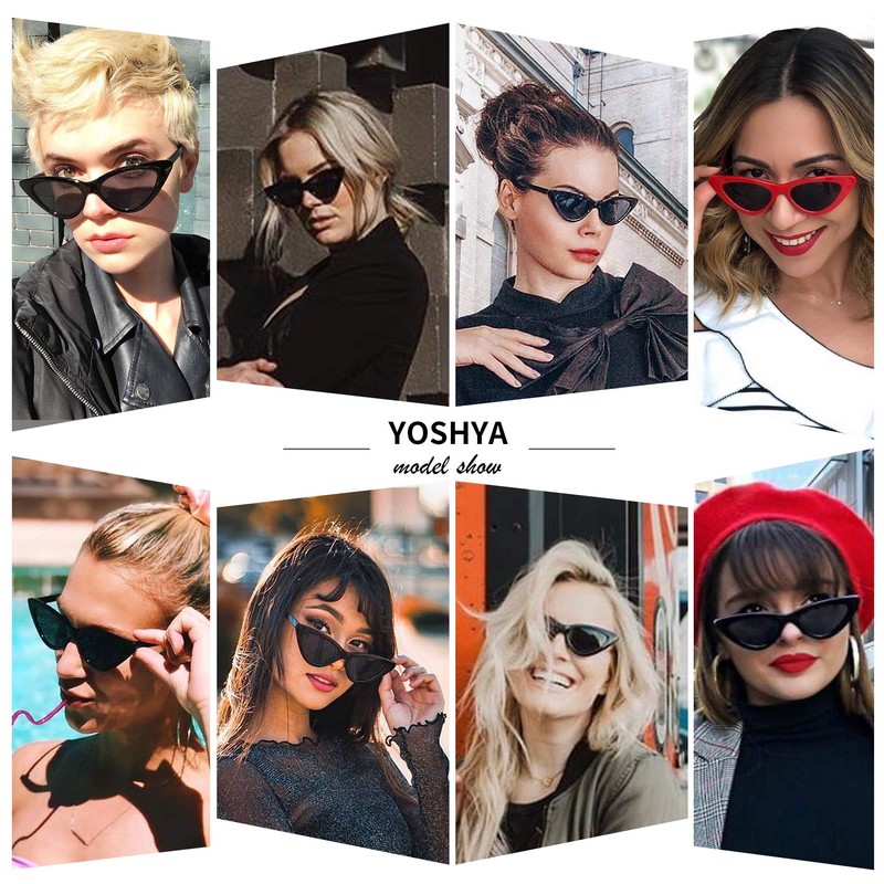 YOSHYA Retro Vintage Narrow Cat Eye Sunglasses for Women Clout