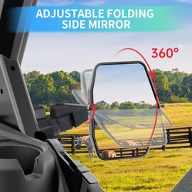 CPOWACE Aluminum Rear Side View Mirrors Compatible with 2016-2024 Can-Am Defender HD5/ HD8/ HD10/ Max Accessories High-Definition Break Away Convex Adjustable Side Mirrors Replacement for 715002459