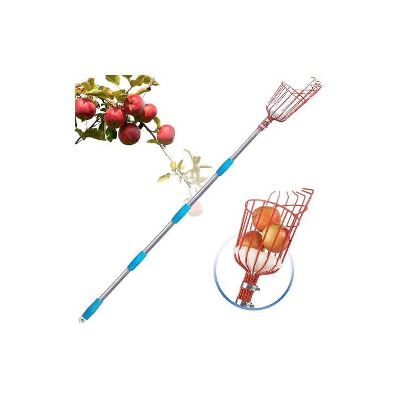 TAILERNRUYE Adjustable Fruit Picker with Telescoping Handle and Basket, 35-65