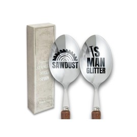 INNObeta Woodworking Gifts for Men, Stainless Steel Engraved Spoons, Gift Ready Package, 2 Pieces