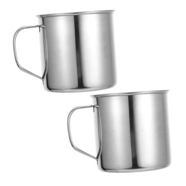 LABRIMP 2pcs Stainless Steel Camping Cups Mugs: 304 Food-Grade Outdoor 12.9oz/380ml Lightweight - Portable Metal Tumbler for Camp Backpacking Hunting Coffee Espresso Latte Tea