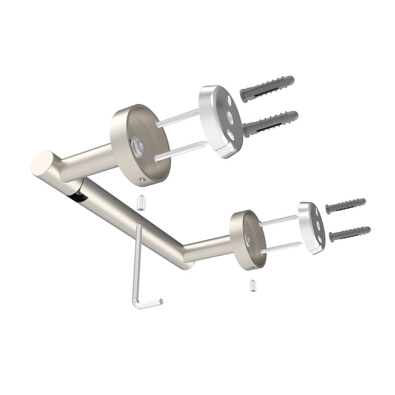 Ruacq Toilet Paper Holder Brushed Grey Double Post Pivoting Round