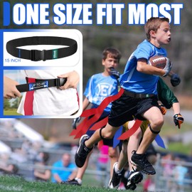 Hilhook Flag Football Belts, 20 Set of Adjustable Flag Football Set with 60 Flags for Kids Youth and Adults Training