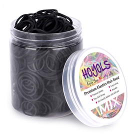 Assorted Size Small Rubber Bands for Black Elastics Hair Ties Braiding Ponytail Holders Mixed Size Plastic Rubberbands for Baby Toddler Girls Infants Kids Thick Mini Black Hair Crafts Office Supplier Total 600pcs (MIX) by HOYOLS