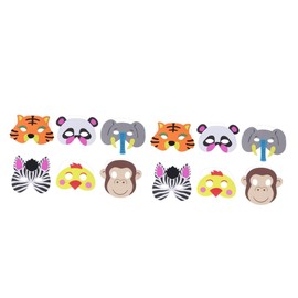 Gadpiparty 2sets Cartoon Animal Masks for Kids Dress-up (chick Tiger Monkey Panda Elephant Zebra) 6pcs*2