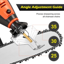 WIOR Cordless Chainsaw Sharpener Kit with Titanium-Coated Diamond Bits - 12V Electric Chain Saw Sharpener Tool, 2 Batteries, 6 High Hardness Sharpening Wheels, Angle Attachment for All Chainsaw Chains