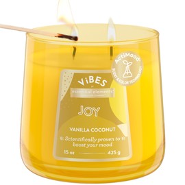 Candle-Lite Vibes Vanilla Coconut Mood-Enhancing Scented Candles, 15 oz Jar, Aromatherapy, Proudly Poured in The USA, 2-Wick, 86 Hours Burn Time, Perfect Relaxation Gift
