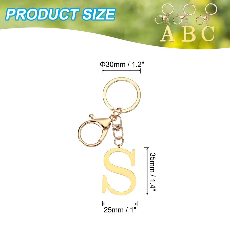 PATIKIL Initial Letter Key Chain, Letter A-Z Keychain Initials Keyring