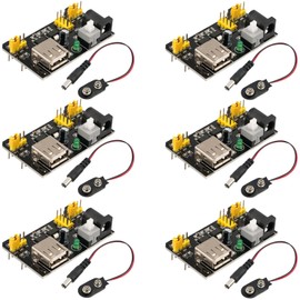 MTDELE 6Pcs 3.3V 5V Breadboard Power Supply Module DC 6.5-12V Input with 6Pcs 9V Battery Clip Compatible with for Arduino Power Supply