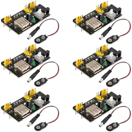 MTDELE 6Pcs 3.3V 5V Breadboard Power Supply Module DC 6.5-12V Input with 6Pcs 9V Battery Clip Compatible with for Arduino Power Supply