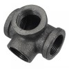 4 Way Pipe Fitting Malleable Iron Black Side Outlet Tee