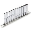 DAKCOS 11PCS Hex Long Socket Set,1/4" Drive Metric Deep Socket,