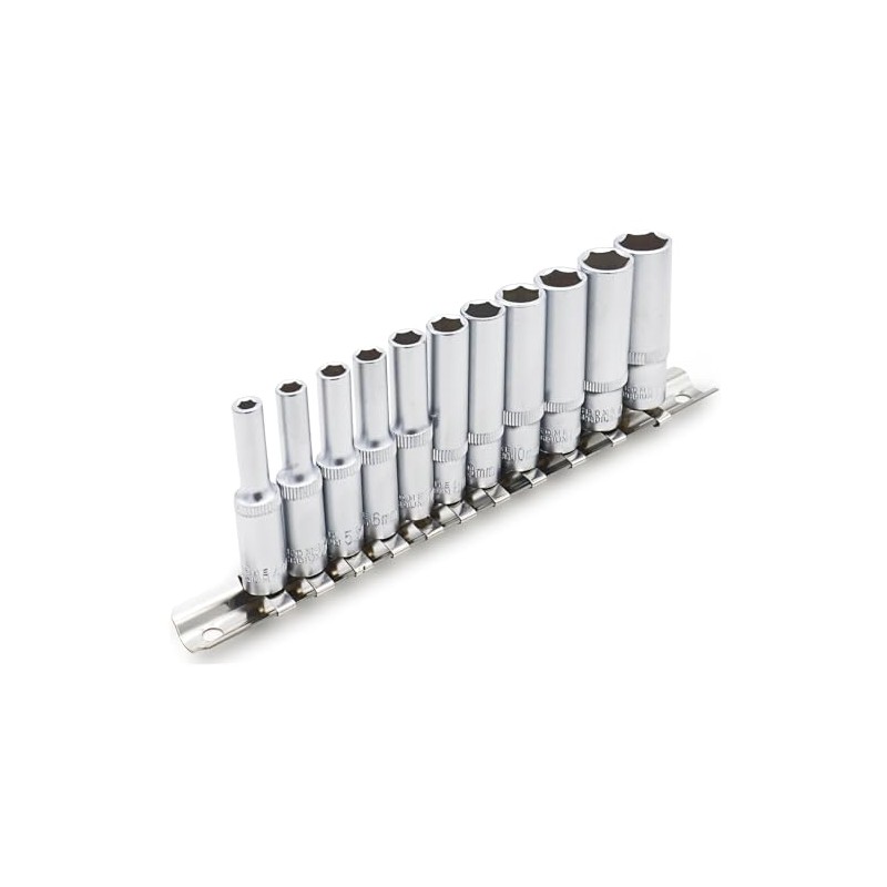DAKCOS 11PCS Hex Long Socket Set,1/4" Drive Metric Deep Socket,