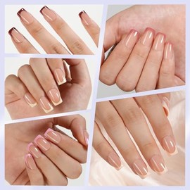 Misssix Puntas de Uñas de Gel Francés, 160 Piezas, Punta Francesa, Prensa En Uñas Cuadradas Cortas, Sin Necesidad de Limar Puntas Predurables, Uñas Po