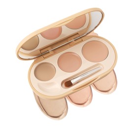 Concealer Foundation Palette, 3 Color Waterproof Long Lasting Blendable Full Coverage Conceal Cream, Cover Blemishes Brighten Correcting Facial Contour Multi Use Makeup Palette for Women-01 Light