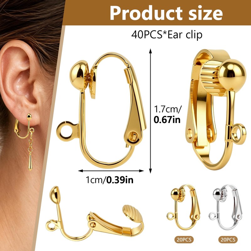 40 Pack Clip Earring Converters, Post to Clip On Earring
