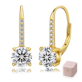 KRKC Moissanite Hoop Earrings: Birthday Present for Women, Ladies Silver 925 Lever Back, Total 1.0/1.2/2.0ct Artificial Diamonds, Sparkling, Metal Allergy Friendly, Wear All Day, Ladies Accessories