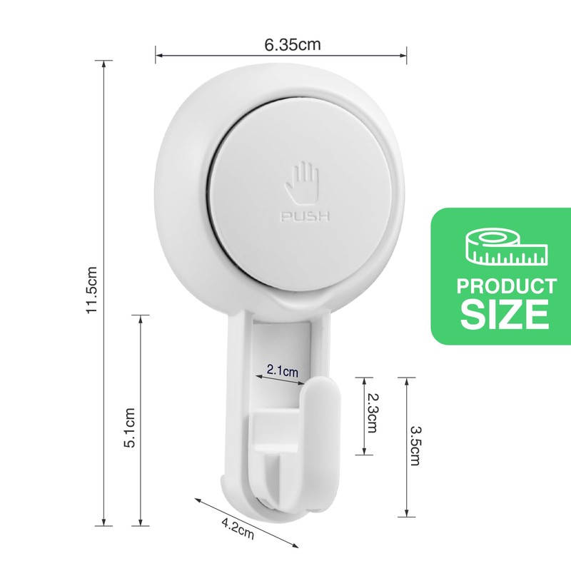 ilikable Bathroom Suction Hook 4 Packs, Detachable and Reusable Door