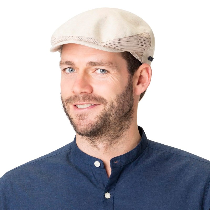 Lipodo Linen Flat Cap with Mesh caps cotton (57 cm