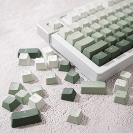 123 Keys Shine Through Keycaps Doubleshot PBT Gradient Green Keycaps Set OEM Profile Fit for 61/64/87/104/108 Cherry Mx Switches Mechanical Keyboard