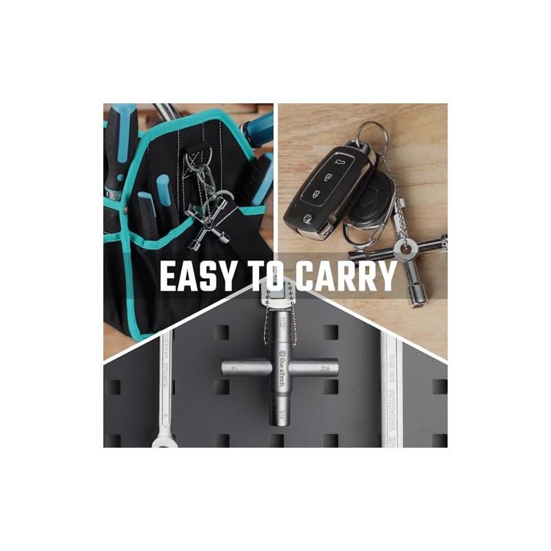 DURATECH 4 Way Sillcock Key Set, Utility Key, Multi-functional Water
