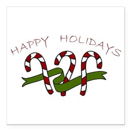 CafePress Holiday Candy Canes Square Car Magnet 3 X 3 Square Car Magnet, Magnetic Bumper Display