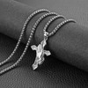 HZMAN Praying Hand Cross Necklace for Men Stainless Steel Retro