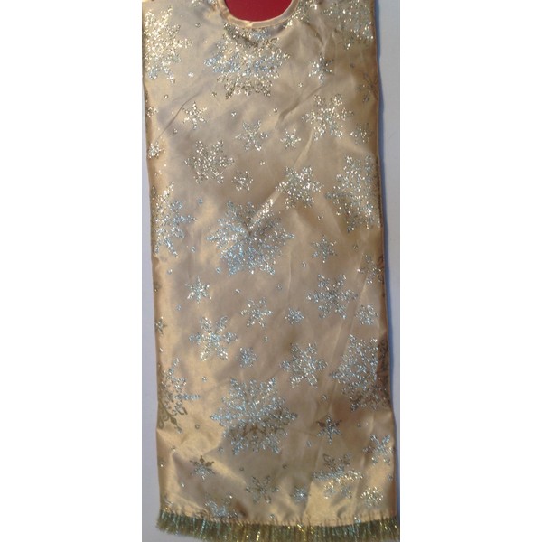48 Inch Christmas Tree Skirt Glittery Gold Snowflakes