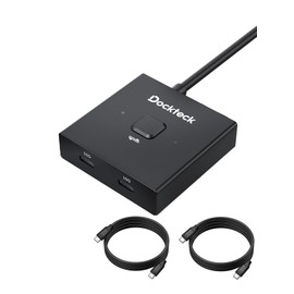 Dockteck USB C Switch, Bi-Directional Switcher 1 in 2 Out/2 in 1 Out, USB Switch with 4K@60Hz, 10Gbps Transfer Speed, 100W PD Charging,Included Two 3.3FT USB-C Full Featured Cable for Laptop