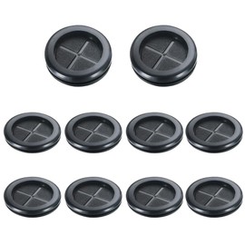 Leliafleury Closed Rubber Grommet 10 Pcs 50mm Double Sided Hole Plugs Round Rubber Grommet for Protecting Wires Plugs Cables, Black