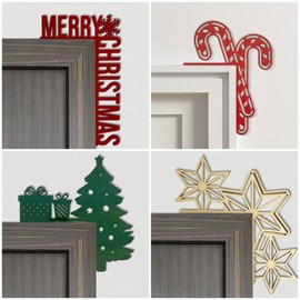 2025 New Wooden Christmas Door Toppers Decor, 8 Inch Top Door Frame Corner Sign Decorations, Funny Holiday Home Frame Party Ornament Windows Walls DIY Craft Christmas Wall Signs for Home Decor