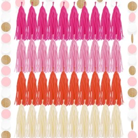 41-Piece Tassel Garland Beige Orange Light Pink and Red Fringe Garland for Garlands Birthday Decoration Festival Decoration Wedding Birthday Decoration Women Garden Party Ugendweihe for DIY