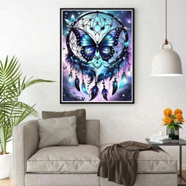 DPHERO Butterfly Diamond Painting Kits for Beginners Adults,5D DIY Dreamcatcher Diamond Art Kits,Round Full Drill Feather Diamond Painting Art,DIY Painting by Numbers Diamond Art Painting 12x16 inch