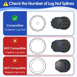Feekoon 3 Pack 10 Spline Lug Nut Key Replacement for TA20-17/19, TA20-19/21 and TA23-21/22, Compatible with Bimecc 10 Spline Lug Nut and Lug Bolts, Small and Large SUV Key with Hex Drive, Steel, Black